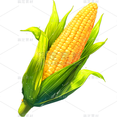 果蔬系列通用厚涂插画玉米贴纸