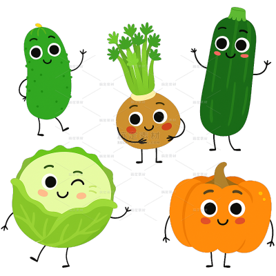 美食系列卡通拟人蔬菜食物插画（td)