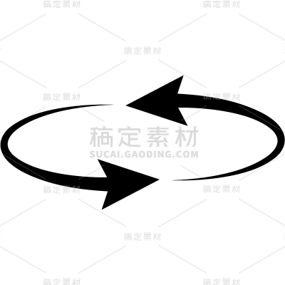 通用矢量图标黑色循环箭头圆形元素素材