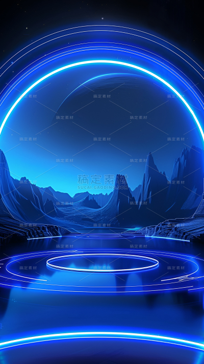 科技风通用3D光环空间展台背景图片素材