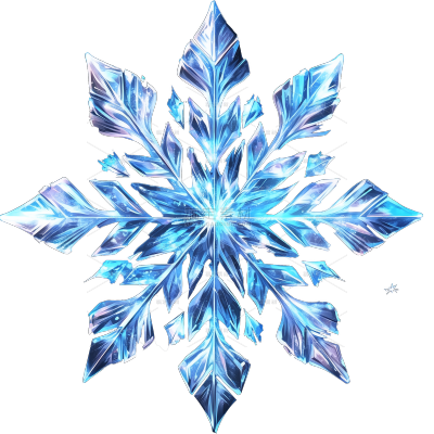 冬天梦幻发光插画雪花元素贴纸