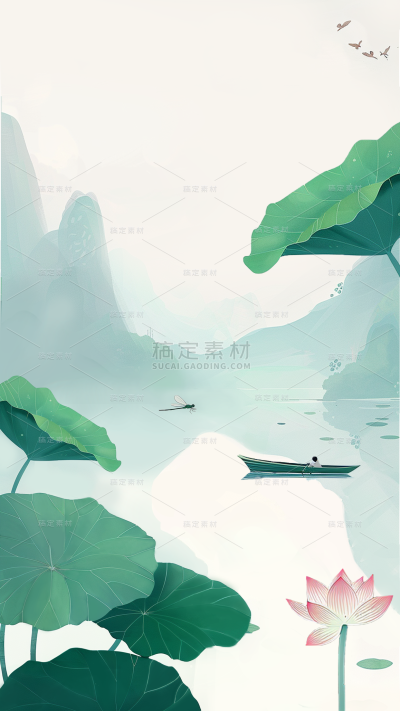 夏至通用夏至荷花背景图片素材