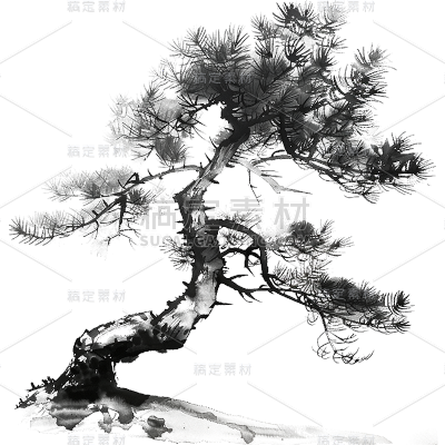 中国风通用水墨植物元素素材 