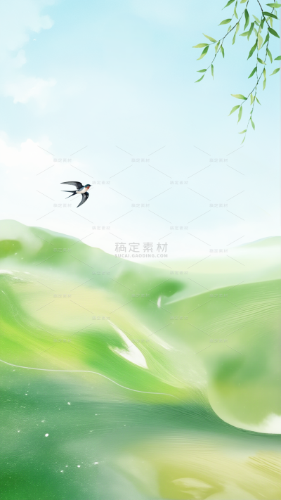 植树节油画风春日感背景