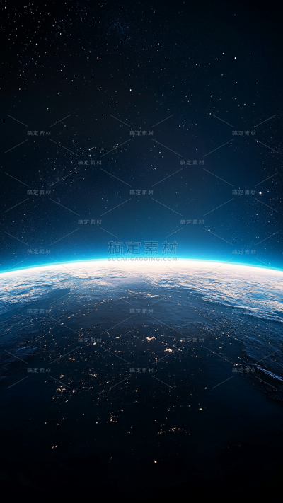 宇宙系列发光星球轮廓竖版图片