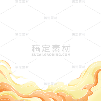 中国风通用半包国潮黄色祥云边框元素素材
