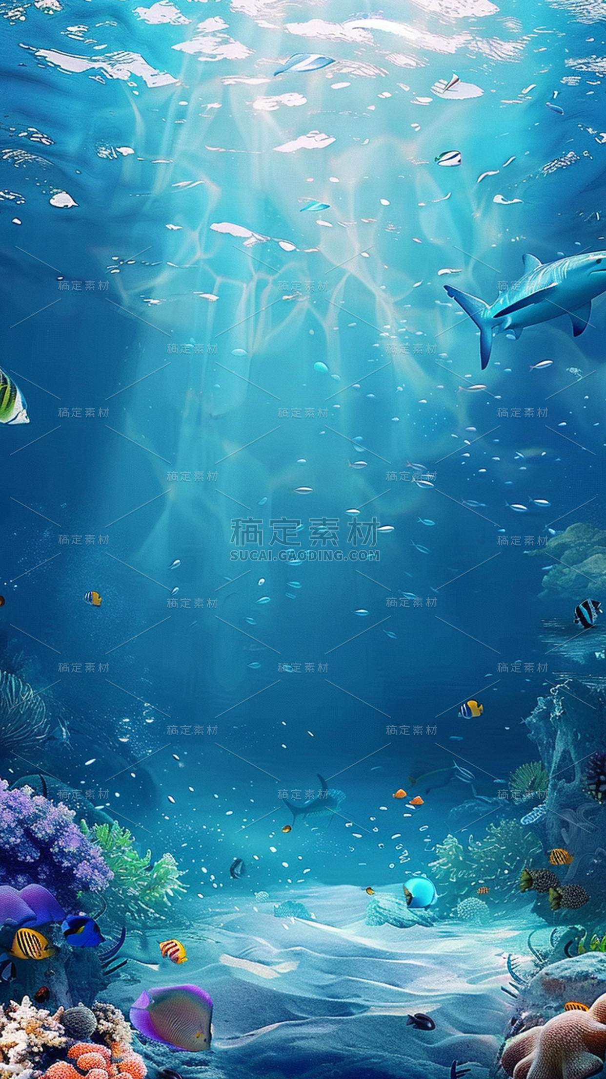 风光通用合成海底海洋世界背景图片素材