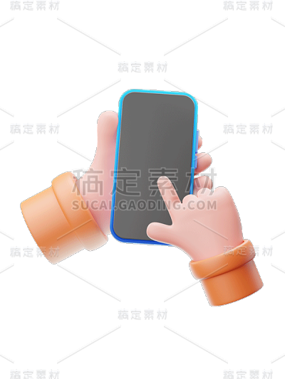3D立体手拿手机元素