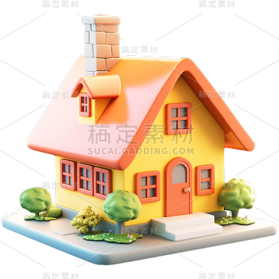 彩色房子元素物品贴纸