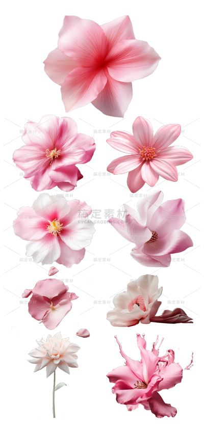 2309SC-素材组合-唯美写实粉色花朵