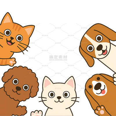 动物系列卡通猫狗动物插画元素（td）