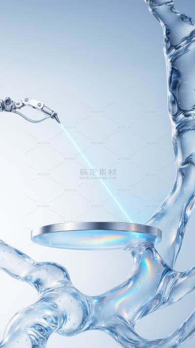 特效系列科技感蓝色水流气泡光效背景