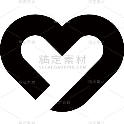 矢量扁平黑色爱心贴纸
