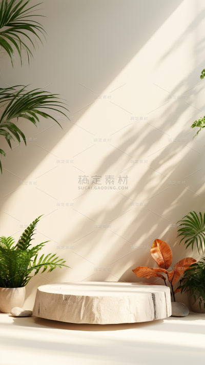 通用电商简约风绿植植物静态场景背景