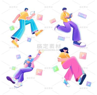 2309SC-素材组合-企业职业人物微立体插画贴纸