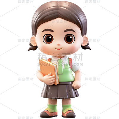 教育培训学生儿童立体3D人物元素