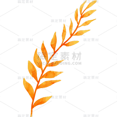 秋天通用水彩金色树叶植物贴纸