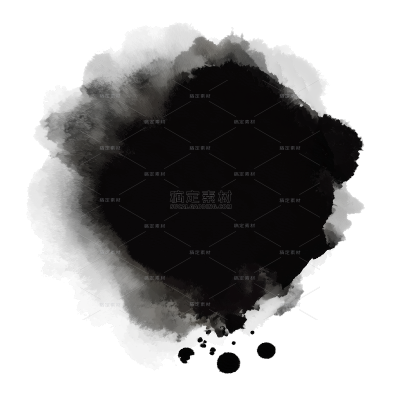中国风毛笔黑色水墨画泼墨笔迹元素