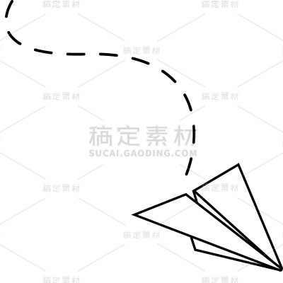 常规通用单色线条飞机虚线组合贴纸元素素材