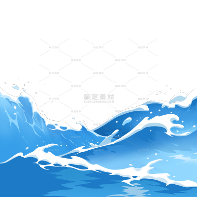 夏天清爽感海浪插画元素