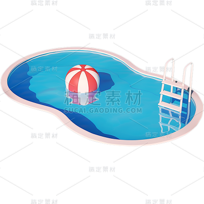 夏天通用3D卡通蓝色泳池元素素材