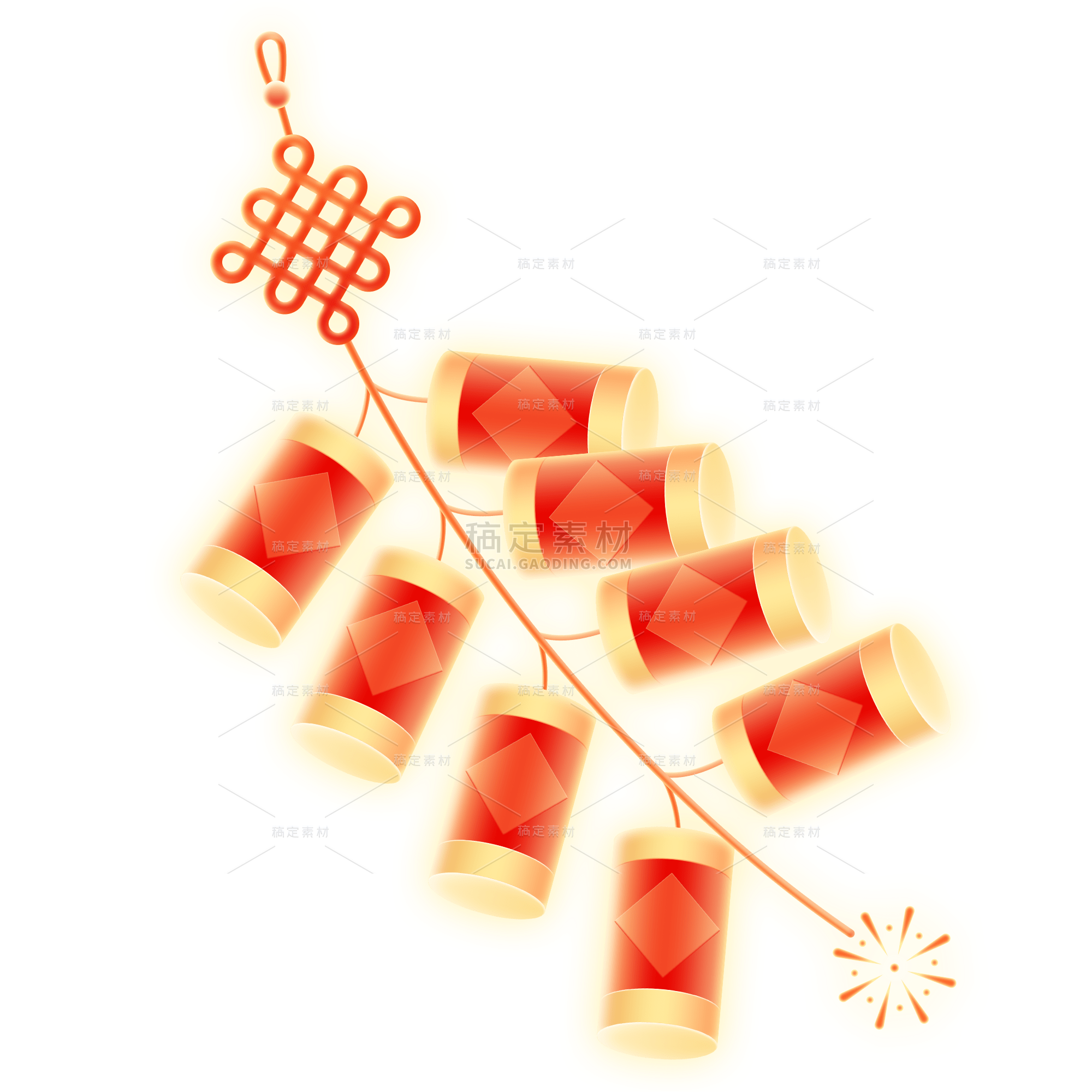 除夕&春节光感春节爆竹中国结装饰元素