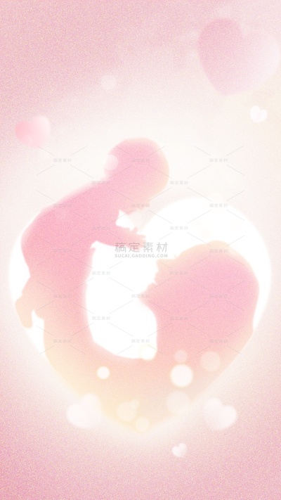 母亲节唯美感光影亲子互动剪影背景