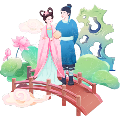 中国风浪漫七夕情人节牛郎织女人物