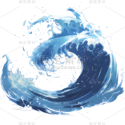 风光系列动漫风水彩海浪通用元素素材