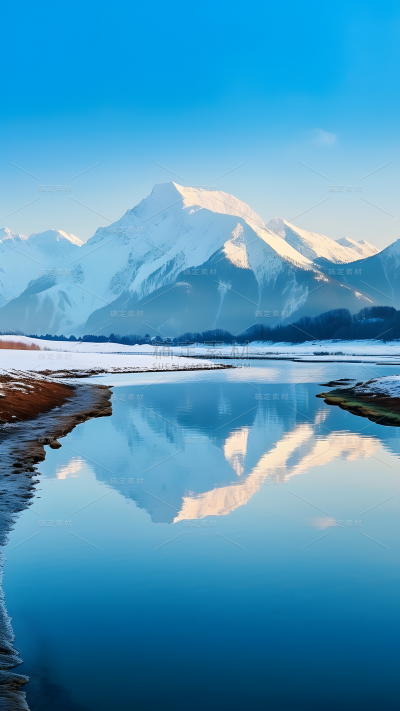 通用唯美自然山川湖水雪山风景背景