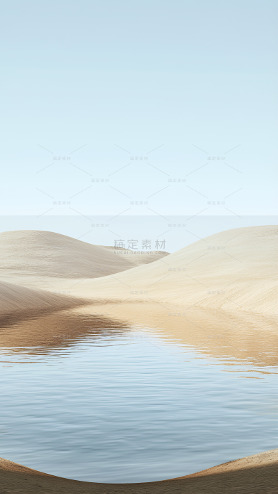 风光系列超现实平静水面沙漠背景