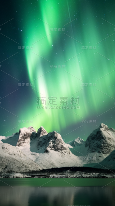 极光夜空星空山川山峰风景景观壁纸