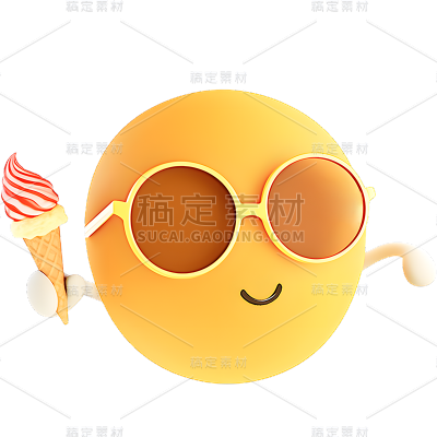 夏天夏日3D卡通感防晒墨镜太阳镜遮阳黄色冰淇淋微笑