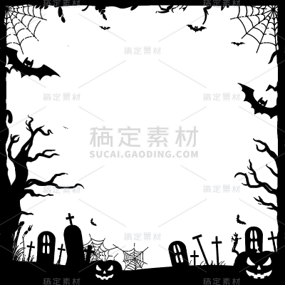 万圣节通用扁平南瓜边框元素贴纸