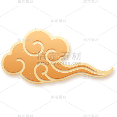 中国风中式黄色金边国潮祥云元素素材