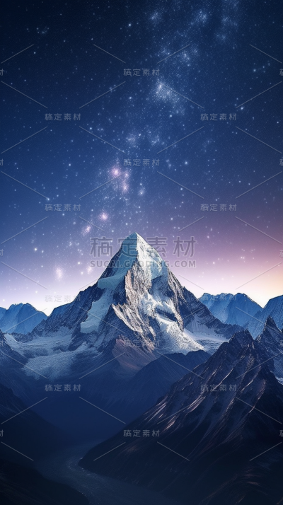 夜空山峰自然风景