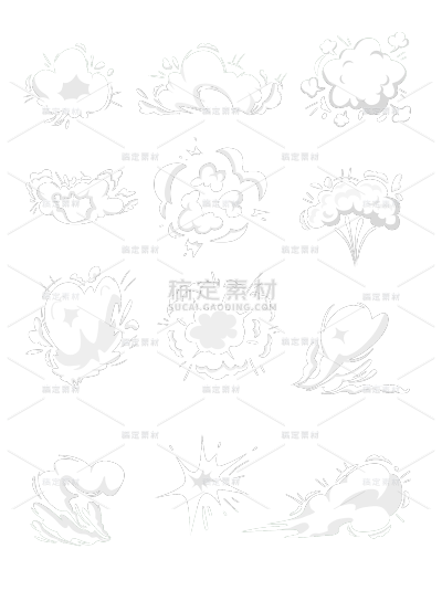 常规插画云朵爆炸云雾特效组合元素素材