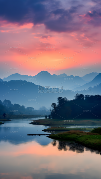 通用唯美自然山川湖水风景背景