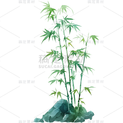 植物通用中国风插画竹子元素素材