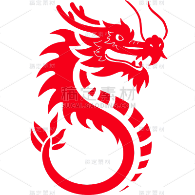 春节龙年新年过年新春除夕中国风中式剪纸风龙头元素素材