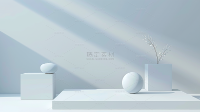 常规系列横版简约几何立体展台组合通用背景素材