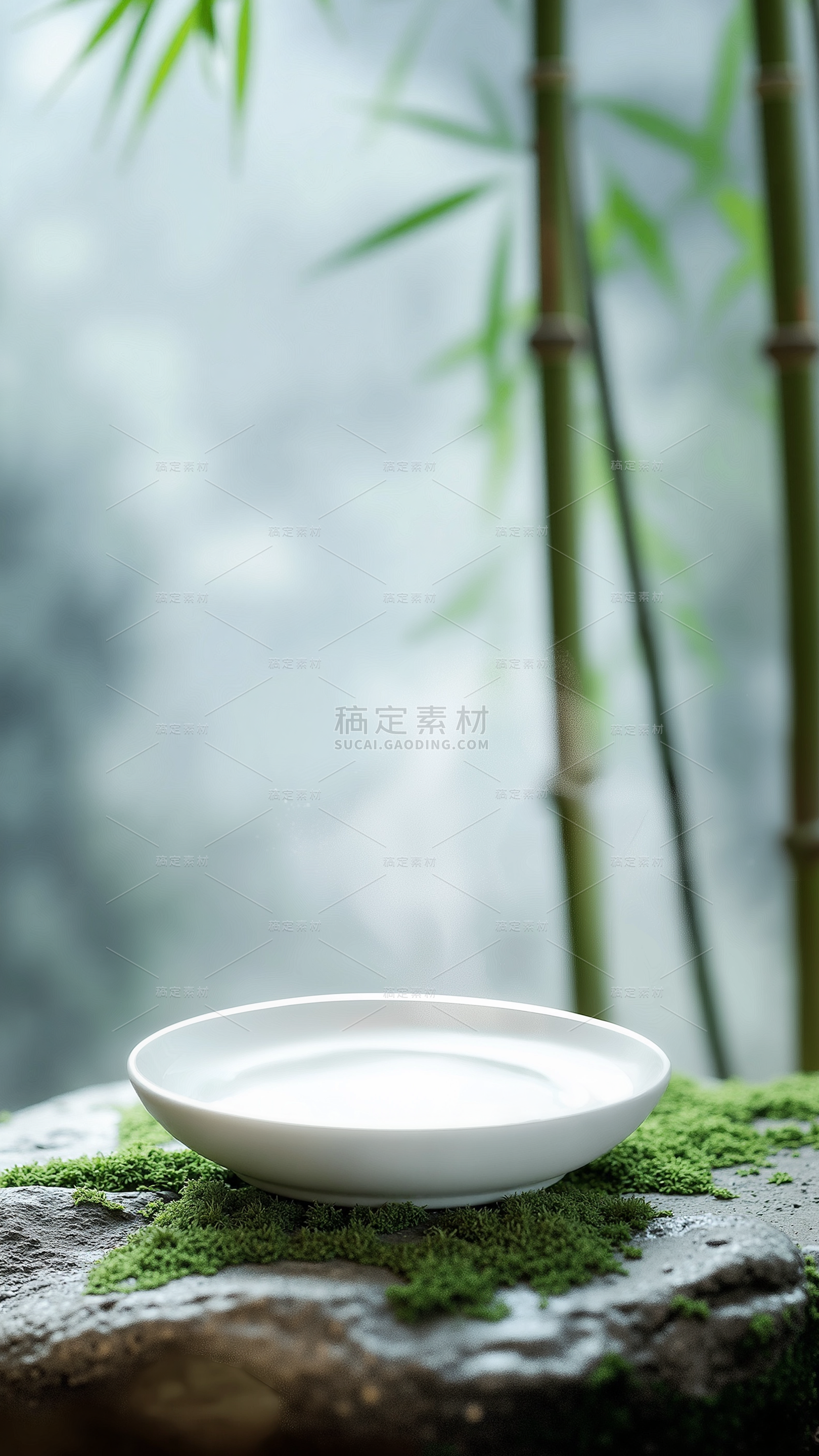 清明节实景山水石头盘子展台背景