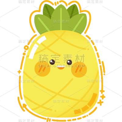 果蔬通用-可爱描边拟人水果元素