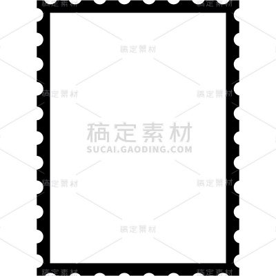 通用黑色简约风长方形单个邮票贴纸元素素材