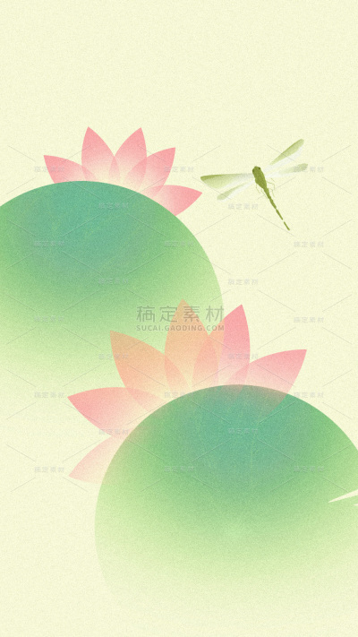 处暑弥散写意荷花蜻蜓背景图片