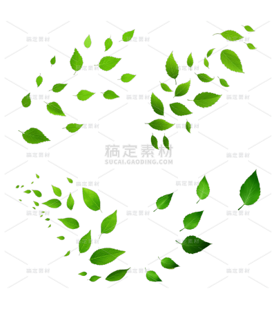 2309SC-素材组合-树叶贴纸-飘扬叶子