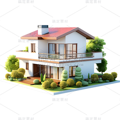 3D立体建筑别墅元素