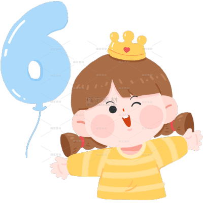 生日祝福女孩可爱无边扁平插画贴纸