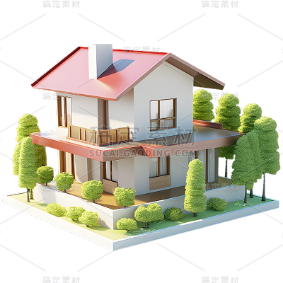 3D立体建筑别墅元素