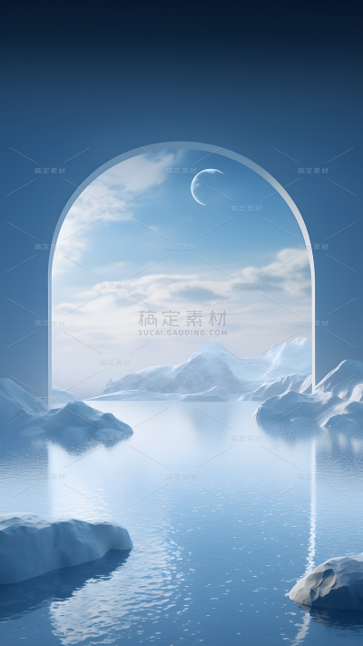 小雪节气冬季冬天通用冰山虚拟场景背景
